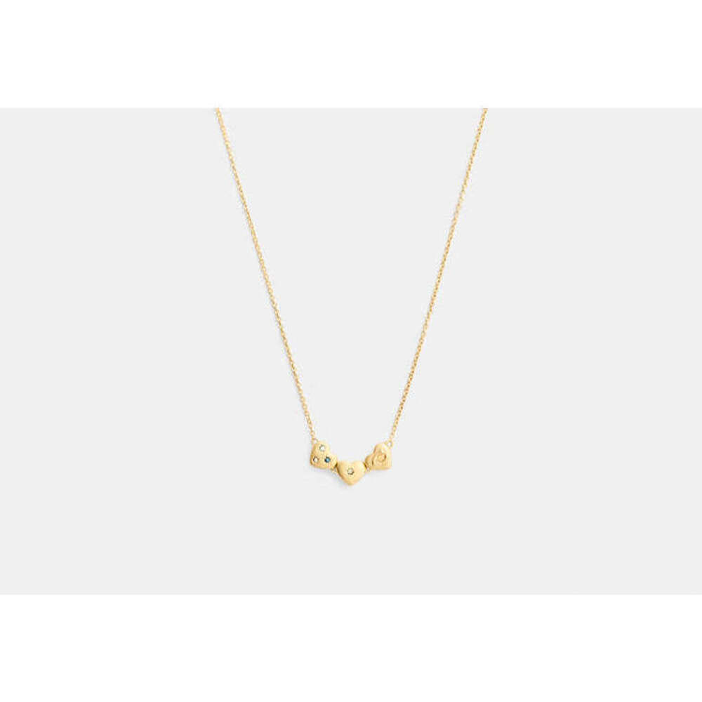 NWT Coach Gold Triple Heart Cluster Pendant Necklace - Picture 2 of 4